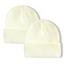 PFFY Unisex Beanie Hats for Men Women One Size 2 Packs Beige 2 Packs-Beanie