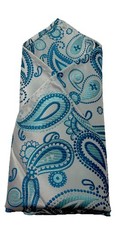 Teal  White Paisley Pocket Square Silk 10.5  