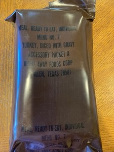 Vintage 90s MRE Menu #7 Turkey Diced With Gravy With Heater