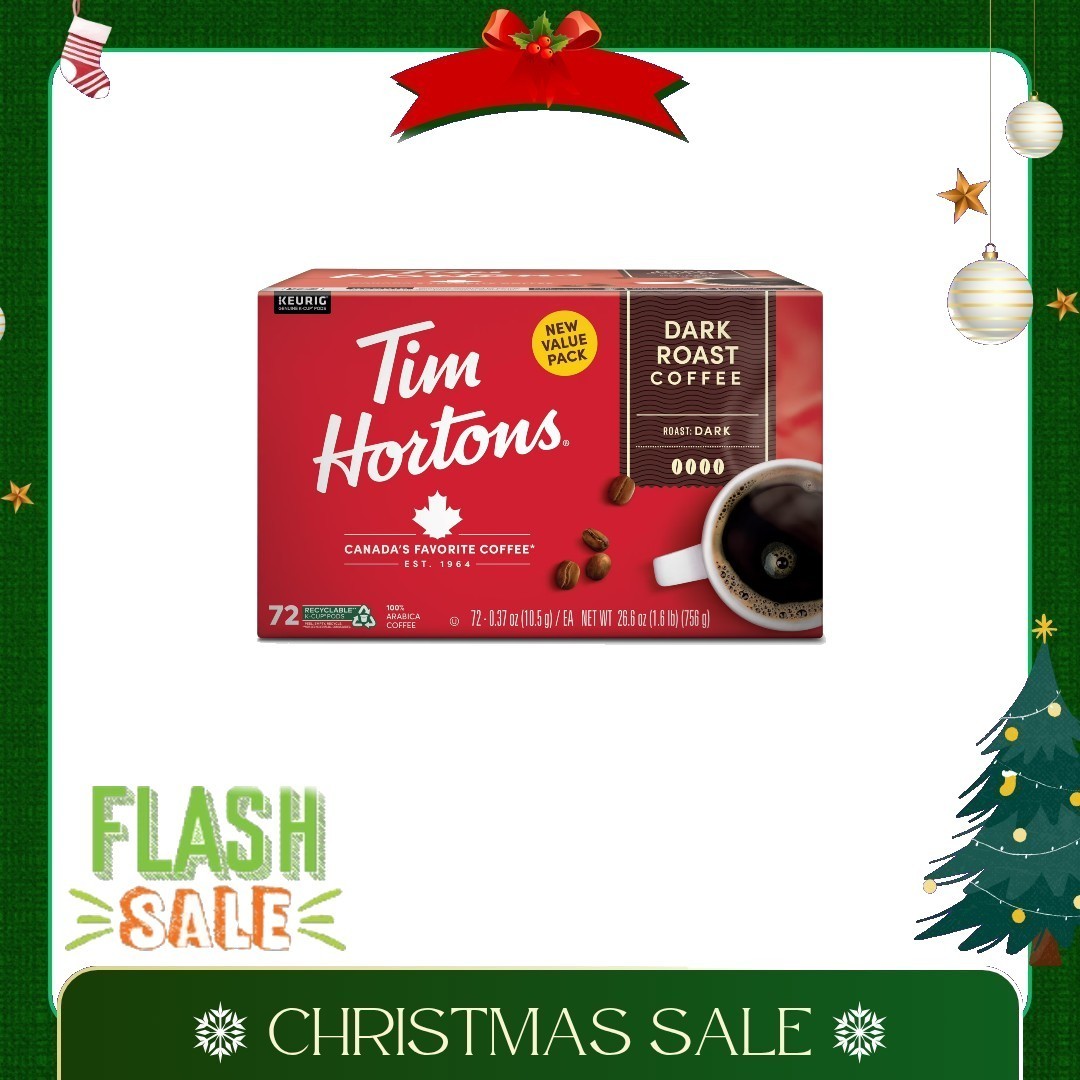Tim Hortons Dark Roast K-Cup Coffee Pods for Keurig Brewers, Recyclable, 72 Ct