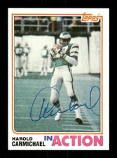 1982 Topps In Action #441 Harold Carmichael signed autograph EXMT, blue sharpie 