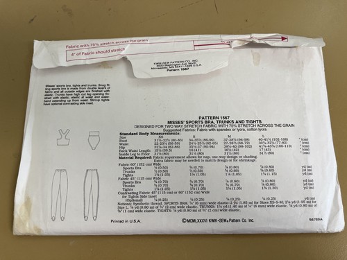 Kwik Sew 1567 UNCUT Sewing Pattern, Misses' Sports Bra, Trunks, Size XS-S-M-L - Picture 2 of 2