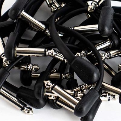 15 Pack Guitar Patch Cable 6'' Lenth 1/4'' Right Angle TS Instrument Effect Pedal