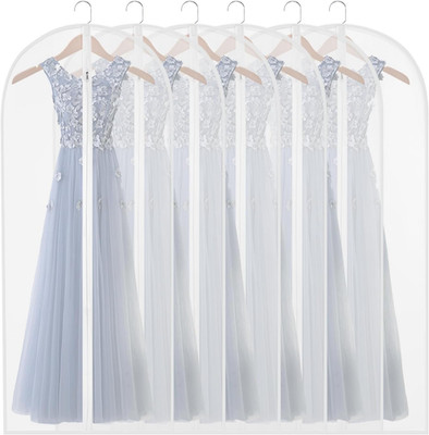 Garment Bags for Long Dresses,60In Clear Hanging Lightweight White Breathable Du