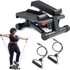 Mini Exercise Stepper Alloy Steel 300lb Capacity Full-Body Workout App Connec...