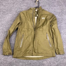 REI Co-op Rain Jacket Kids Medium 10-12 Green Hooded Waterproof Nylon Outdoor