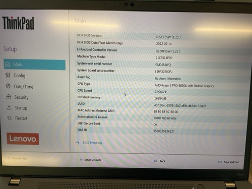 (5) LENOVO THINKPAD T14S GEN 3 | NO HDD | BOOT TO BIOS | POWERS ON | UNTESTED - Bild 2 von 20