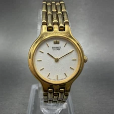 Seiko Watch Women 22mm White Dial Gold Tone Round 1n00-0a99 New Battery ABCD