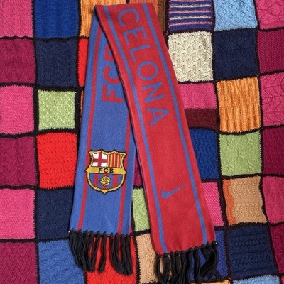 Nike Swoosh FC Barcelona Soccer Futbol Scarf Fringe Blue Red