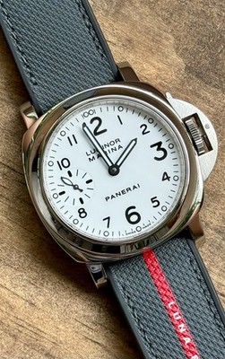 Panerai Luminor Marina PAM00113 White Dial 44mm Manual Wind Luna Rossa Strap