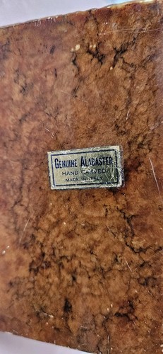 Caja de baratija marrón tallada a mano de alabastro genuino Italia - Imagen 21 de 24