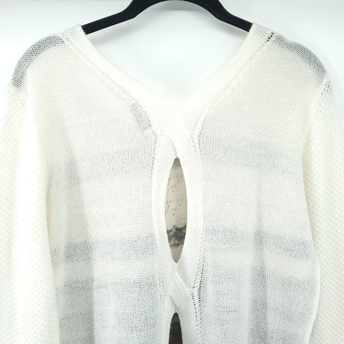 Hinge Retro Sheer Wool Mohair Blend Sheer Lace Open Knit Nordic Stripe Sweater M - Picture 8 of 10