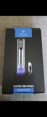 Zulay Kitchen Electric Wine Opener Stainless Steel Silver Blue Rechargeable