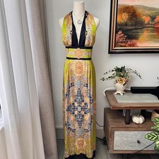 GUESS Baroque Print Halter Maxi Dress – Size Small