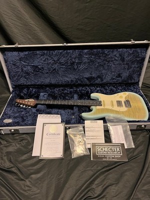 2021 Schecter USA Custom Shop Nick Johnston Signature Flame Top Nitro Atomic Ice