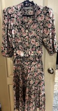 Vintage ED Michaels Secretary Dress 11/12 Belted  Floral Modest Feminine 