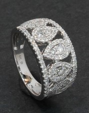 14 Carat White Gold Open Cut Diamond Set Band Ring 0.90ct Size N 1/2 (80.25.940)