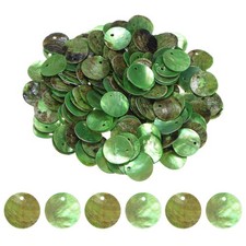 150-Pack 15 mm Flat Round Shell Coin Drop Charm Bead Green 