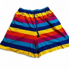 Vintage multicolor rainbow striped cotton shorts check measurements