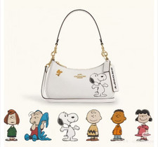 COACH CBJ76 Teri Shoulder Bag Refined Pebble Leather Snoopy Chalk Outlet New