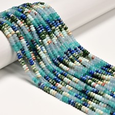 Multicolor Gemstone Smooth Rondelle Beads Size 2x4mm 15.5'' Strand