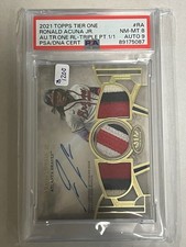 2021 Ronald Acuna Jr Tier One Patch AUTO  On Card Auto 1/1 #RA PSA