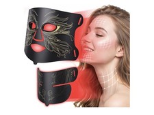 LED Light Therapy Mask for Face and Neck, 324 LEDs, 7 Colors, 5 Levels, Silicon