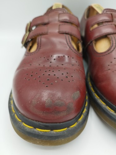 Dr Martens 20159 Mary Jane T Doble T Barra Cuero Rojo Cereza Reino Unido Talla 7 - Imagen 6 de 20