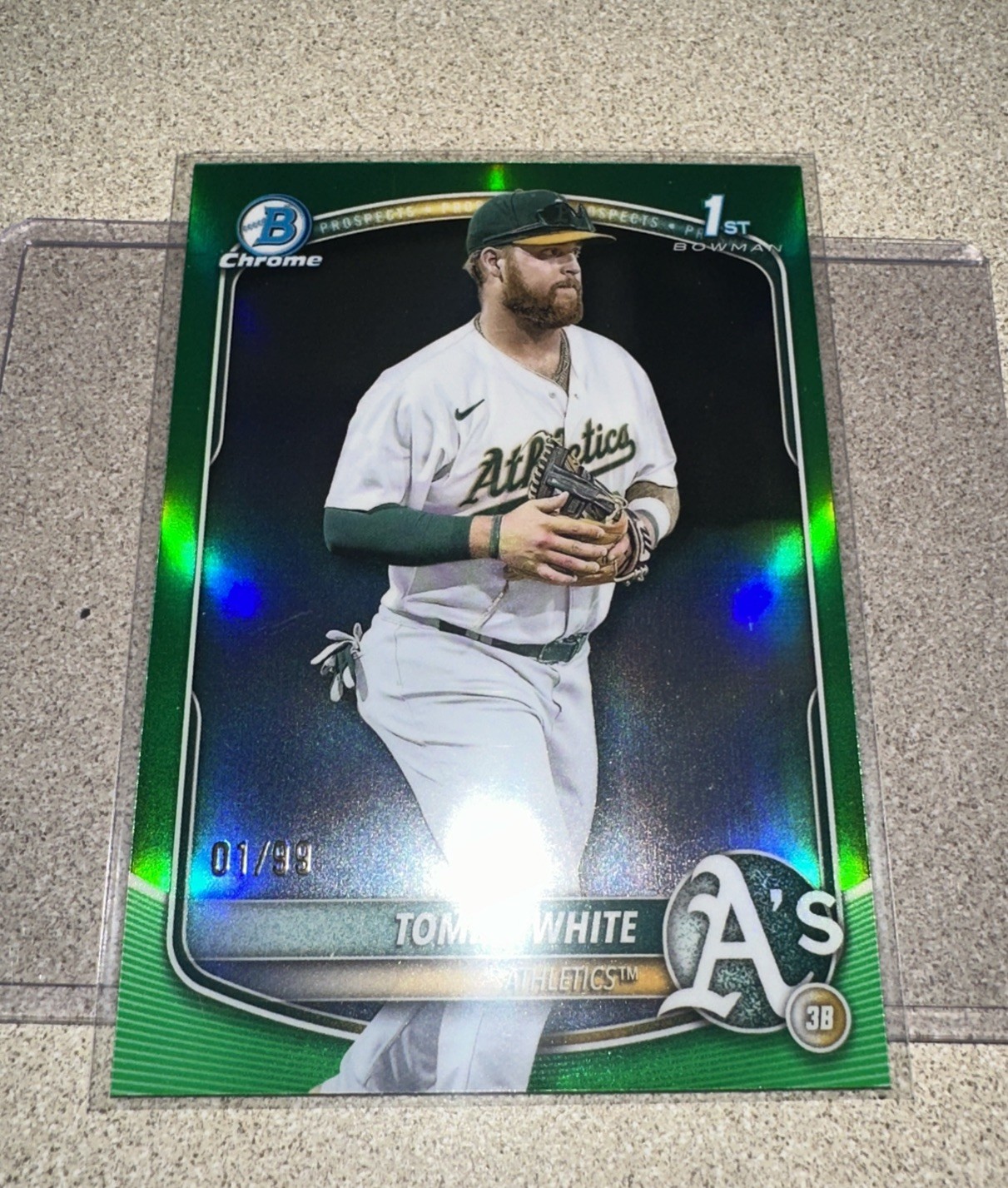 2025 1st Bowman Chrome Tommy White Green Refractor / 99 Athletics