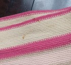 Vintage Lacoste 100% Wool Fringe Scarf, Pink Grey Tan Stripes, Crocodile Logo — photo 8