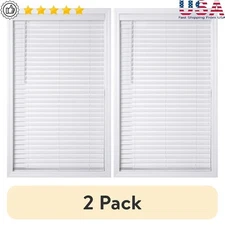 Cordless Faux Wood Blinds 2-Inch Privacy Light Control Indoor Window Treatment