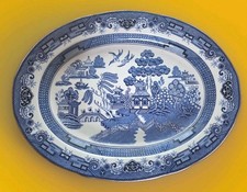 Vintage Blue Willow 18 1/4" Oval Turkey Platter Heritage Mint