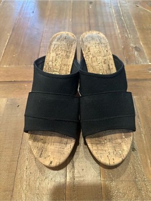 Aerosoles Black Slide Sandals with Cork Footbed - Women