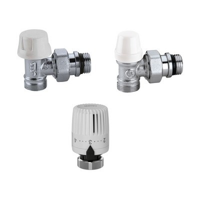 KIT VALVOLA e DETENTORE e COMANDO TERMOSTATICO 3/8" a squadra