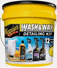 Meguiar’s 12 Piece Car Wash & Wax Detailing Kit Bucket Glass & Interior Cleaner