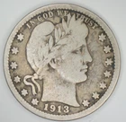 1913-D Barber Quarter VG+