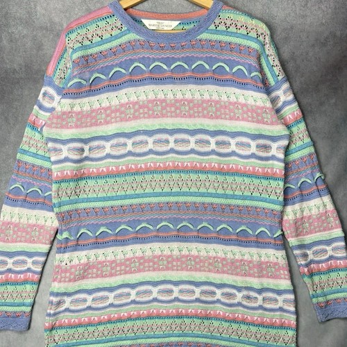 Marks & Spencer St Michael Vintage Jumper Women’s UK 12 Multicolour 3D Knit Text