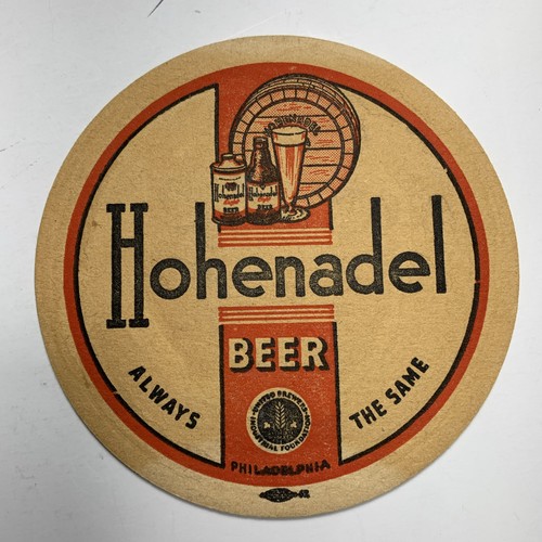Hohenadel Beer Coaster 4 Inch Philadelphia Pennsylvania Cone Top Can 1930’s - Picture 2 of 3