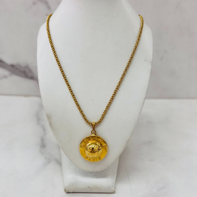 CELINE ゴールド　スターボールチャーム ヴィンテージ CELINE Vintage Star Ball Logo Medallion Necklace Gold Tone Rope