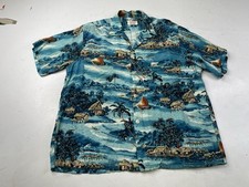 Vintage 50's Penney's Rayon Hawaiian Shirt Japan Loop Collar Large Double Pocket