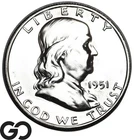 1951 Franklin Half Dollar PROOF, Key Date Superb Gem PR++