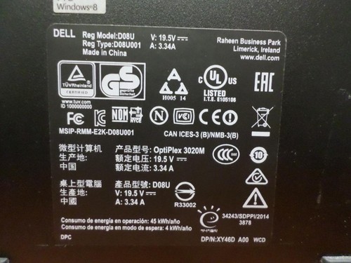 Dell OptiPlex 3020M Intel Core i3-4160T 3.10 GHz 4GB DDR3 (No Hard Drive) - Picture 5 of 12
