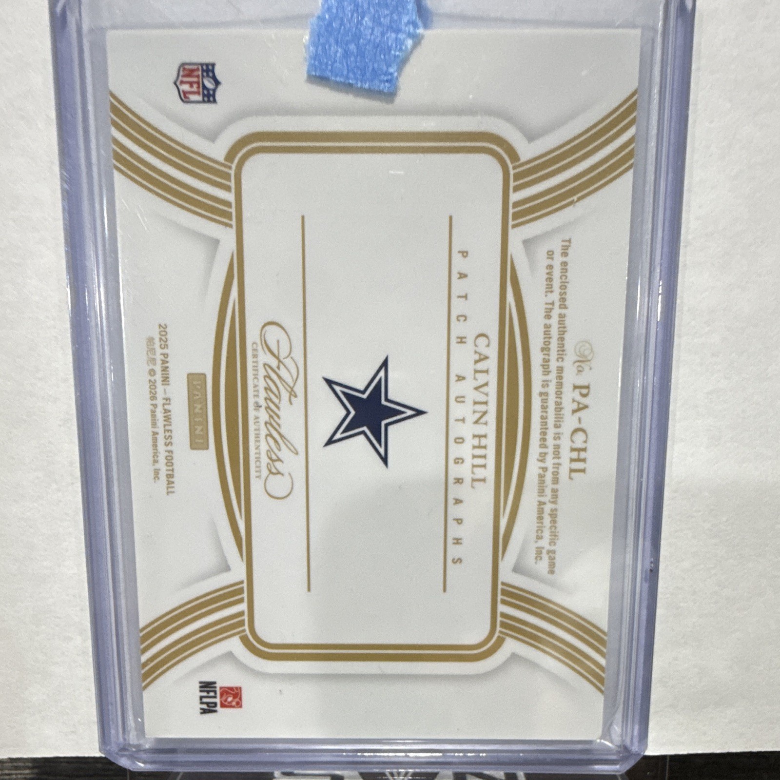 Panini 2025 Flawless Calvin Hill Cowboys Patch Auto #PA-CHL 25/25 view 2