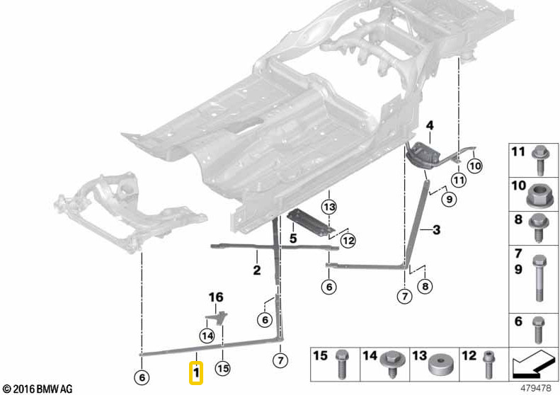 2017-2023 Rolls Royce Dawn RR6 Diagonal Support Rod Front Left OEM Genuine Part