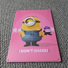 Despicable Me Minions I Don't Share Pink Sign Tin Cupcake Kids
