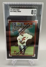 1996 Topps Finest Freshman - #338 Terrell Owens Rookie Card w/ Coating - SGC 8. rookie card picture