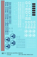 K4 O Scale Decals Baltimore and Ohio B&O Yellow/Late Red Caboose Blue and White