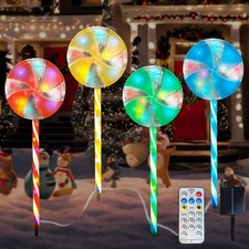 Candy Christmas Decorations Pathway Outdoor Solar, 29 inches 80 LED Lighted L...