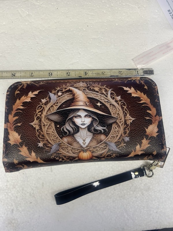 Wiccan Wallet Featuring Cute Witch With Autumnal Motif. New Custom Design
