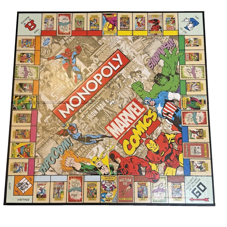 Monopoly Marvel Comics Family Board Game Hasbro 100% Complete Hulk Spiderman - Image 4 of 4